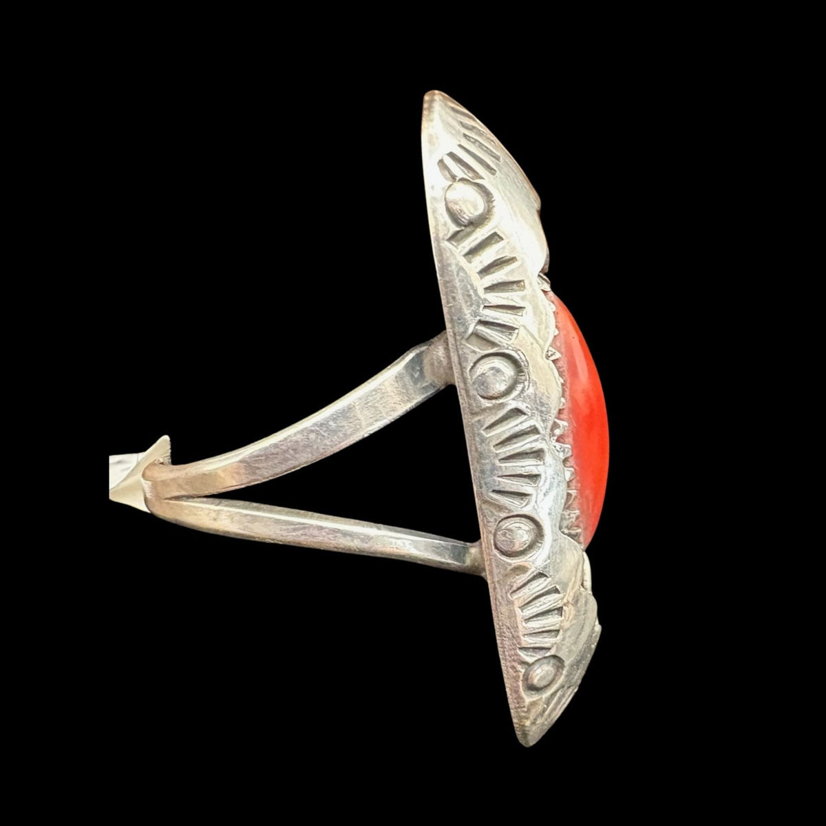 Red Coral Shadow Box Ring - Size 6-1/2 - RMH304