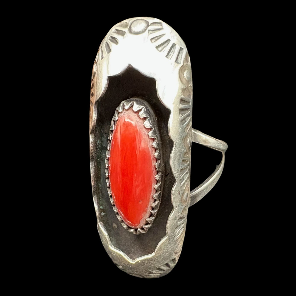 Red Coral Shadow Box Ring - Size 6-1/2 - RMH304