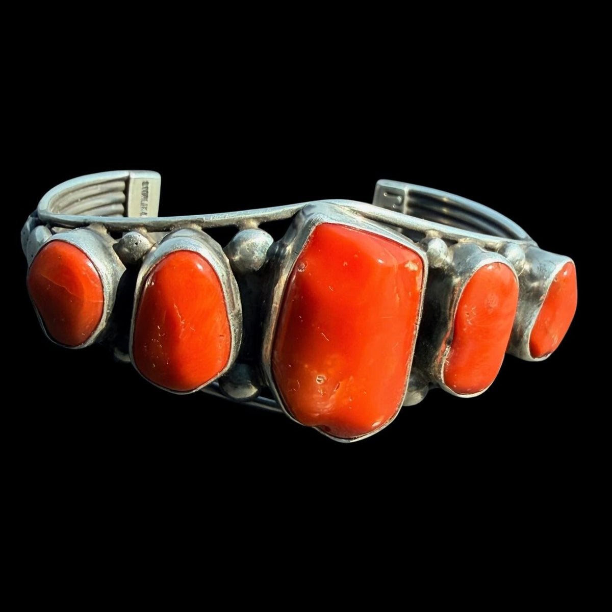 Red Coral Sterling Silver Cuff - CMH247