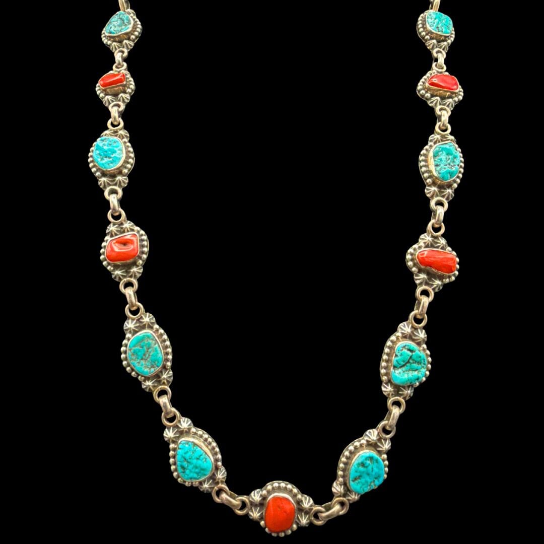 Red Coral & Turq Necklace - NSW98