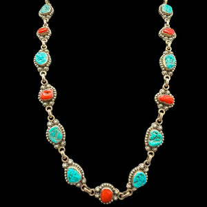 Red Coral & Turq Necklace - NSW98