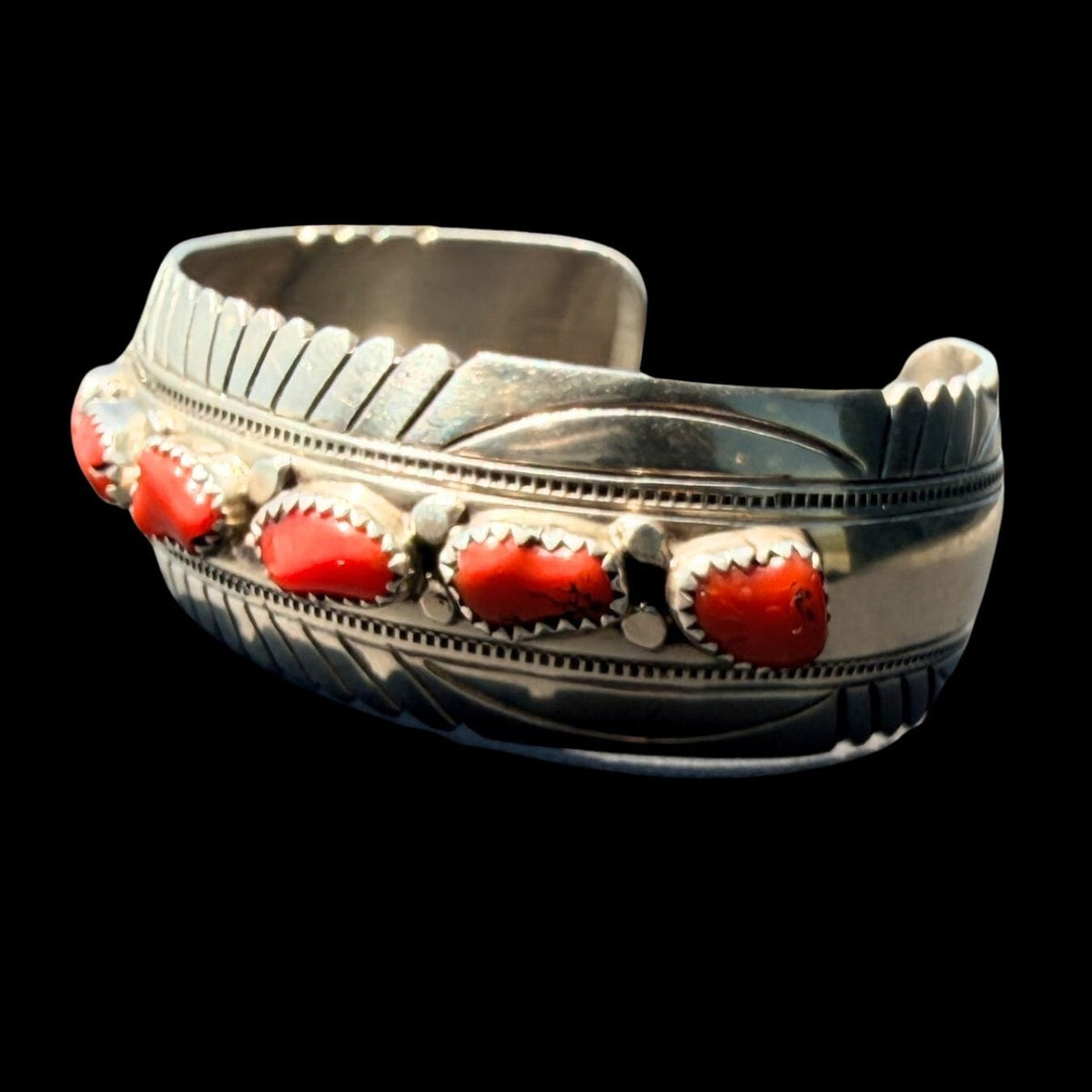 Red Coral/Sterling Silver Cuff - CMH262