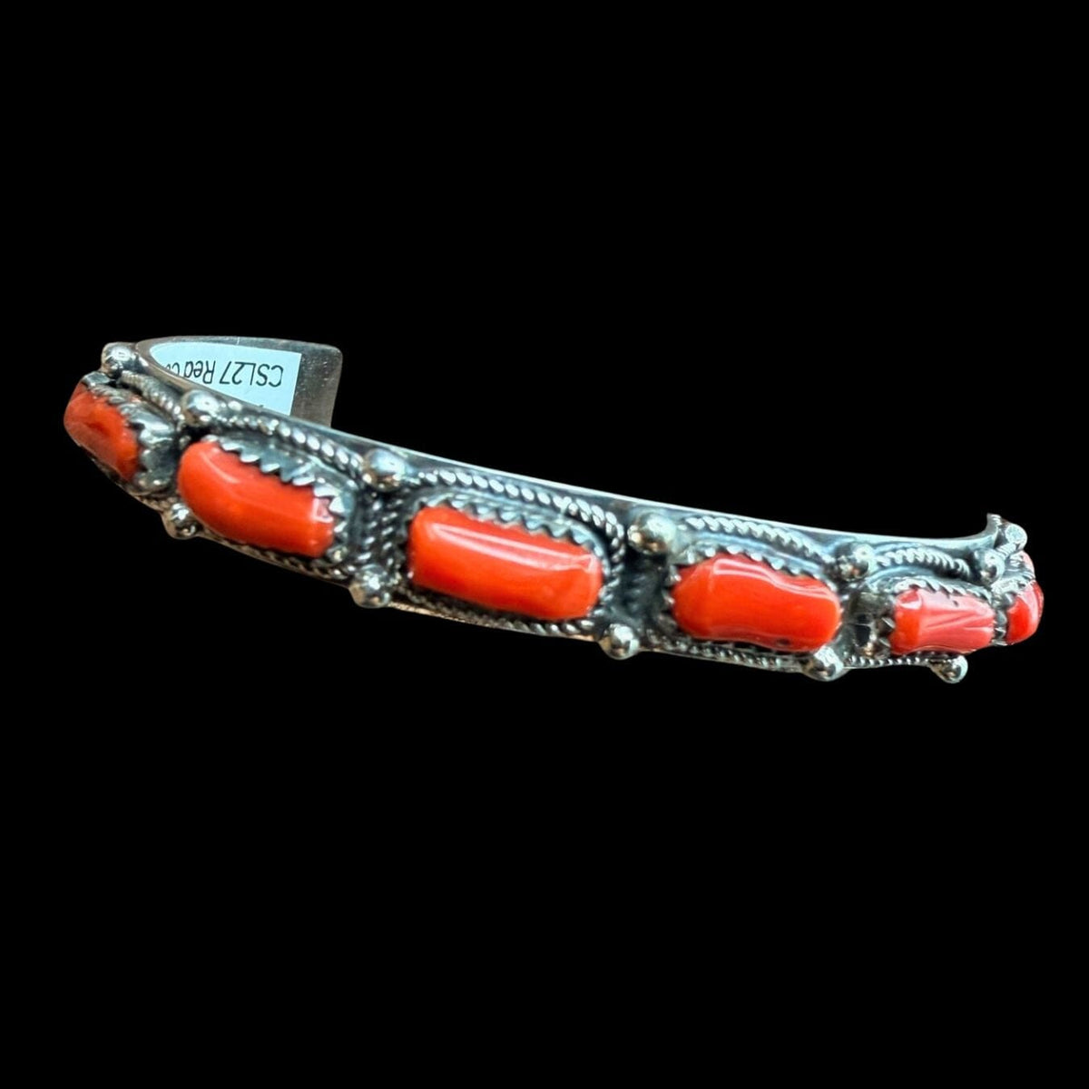 Red Coral/Sterling Slim Cuff - CSL27