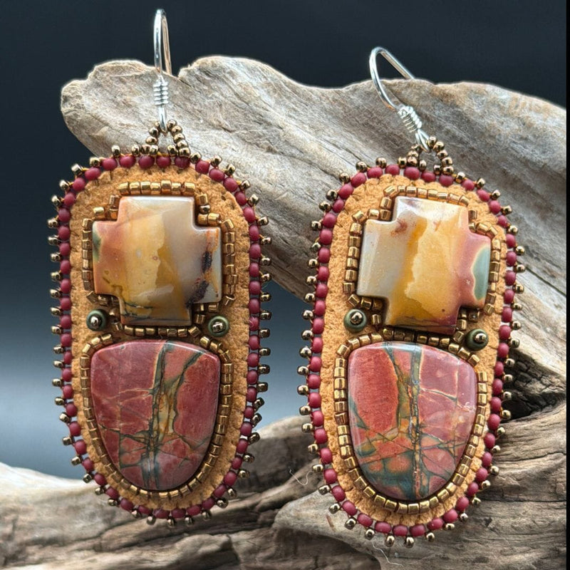 Red Creek Jasper Beaded Earrings - ESZ350