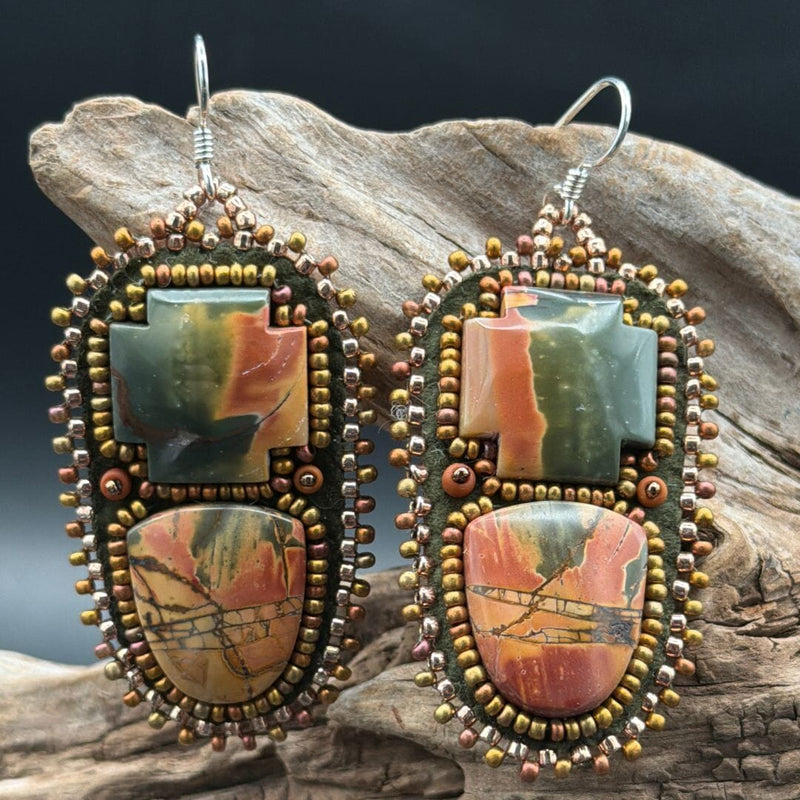 Red Creek Jasper Beaded Earrings - ESZ351