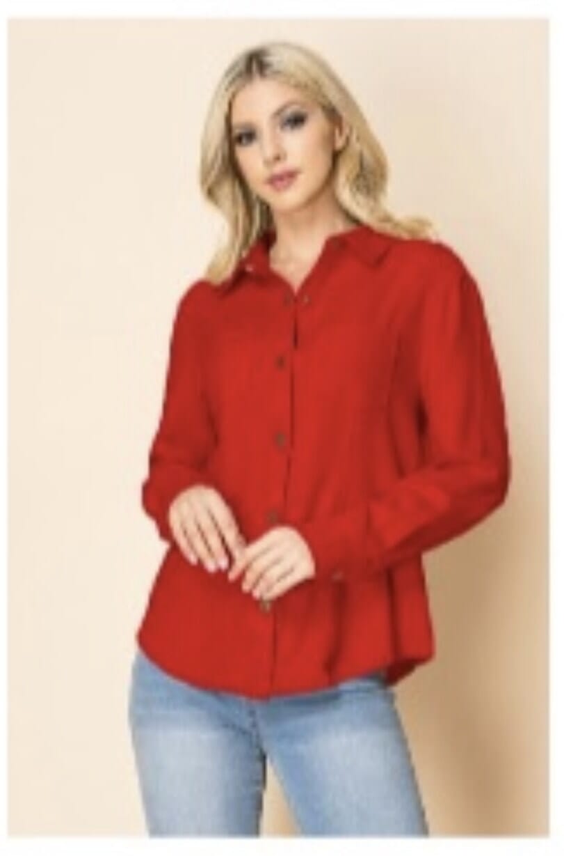 Red Faux Suede Snap Shirt - 4304R