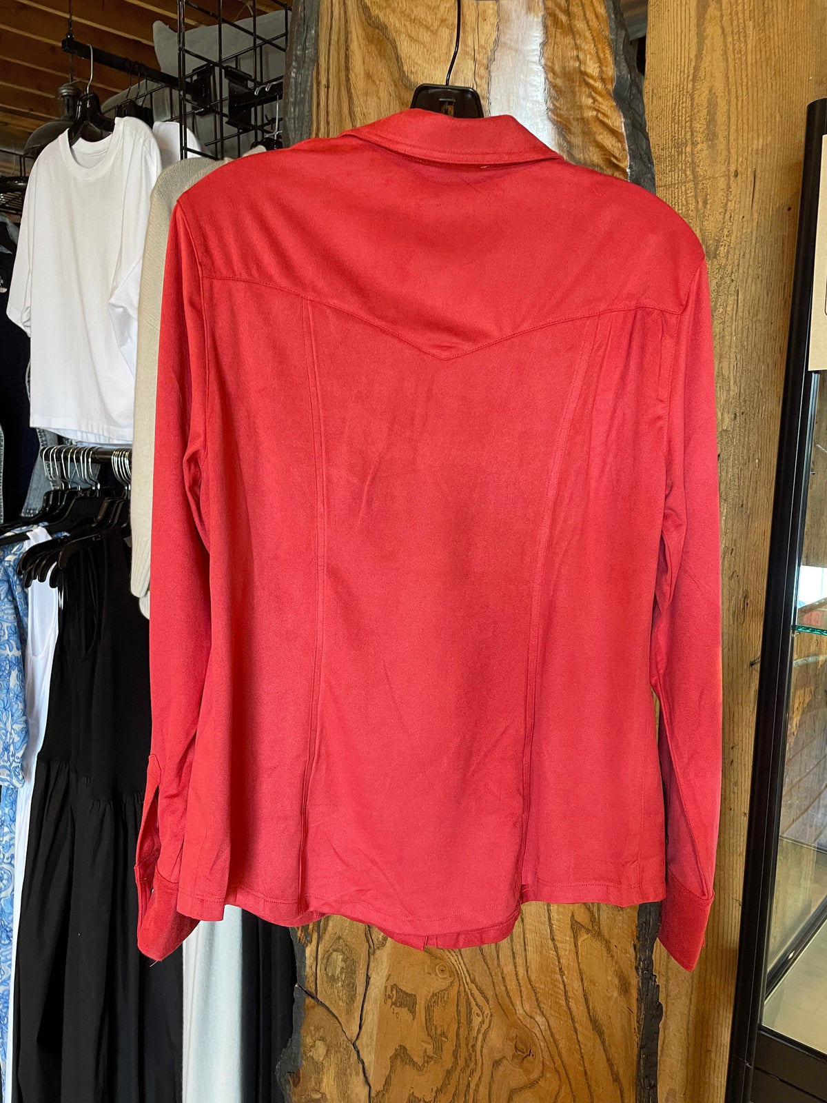 Red Faux Suede Snap Shirt - 4304R