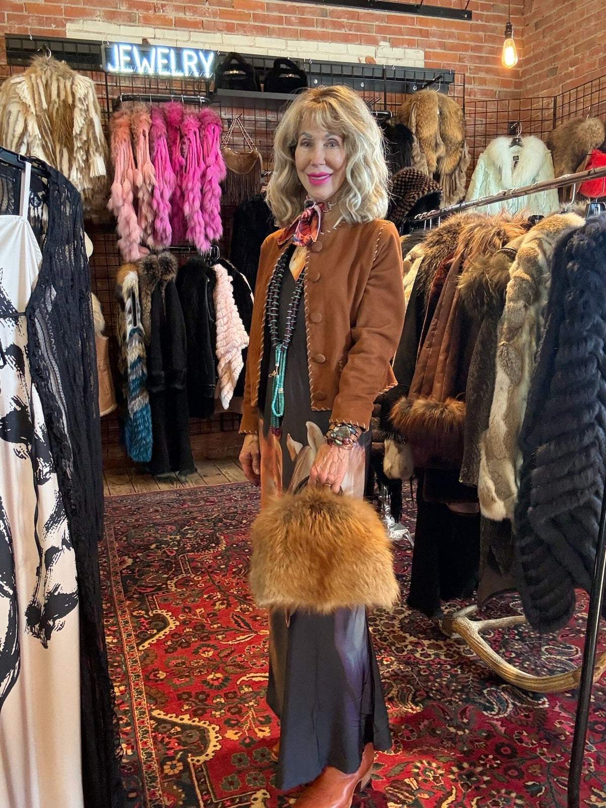 Red Fox Fur Mini Bag - MKMINI