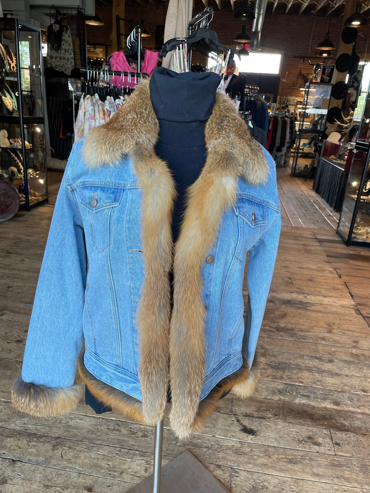 Red Fox Trimmed Denim Jacket - CTRDFX