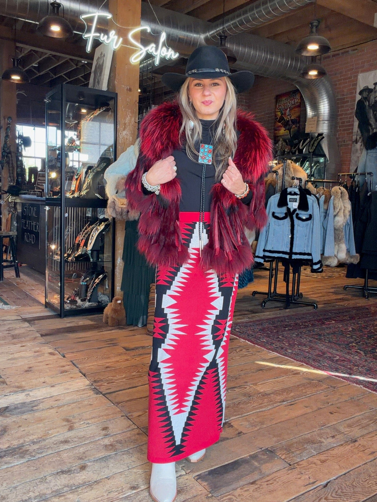 Red Laine Sweater Knit Skirt - Tasha Polizzi - 421706