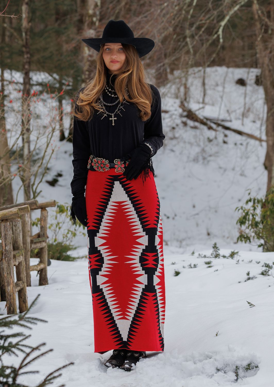 Red Laine Sweater Knit Skirt - Tasha Polizzi - 421706