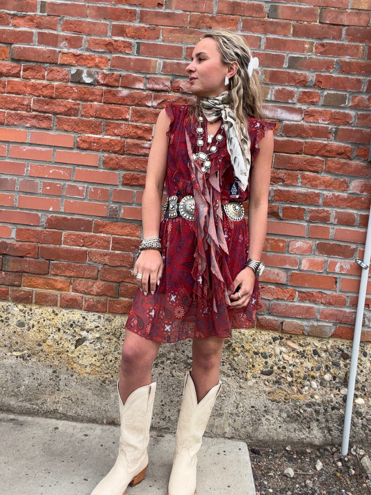 Red Print Mesh Dress - 4570RD