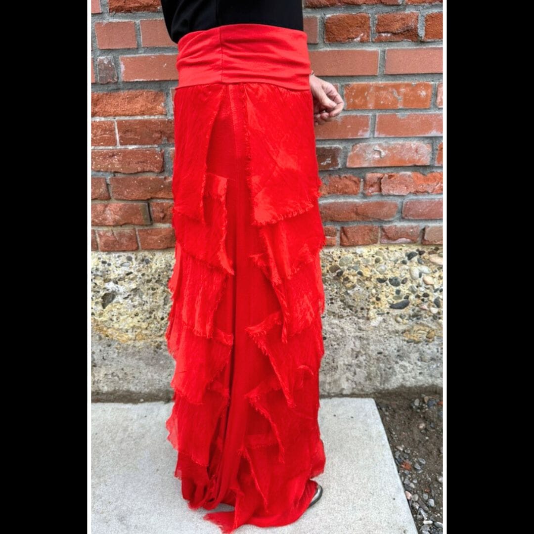 Red Silk Tiered Skirt - KGG1-RD