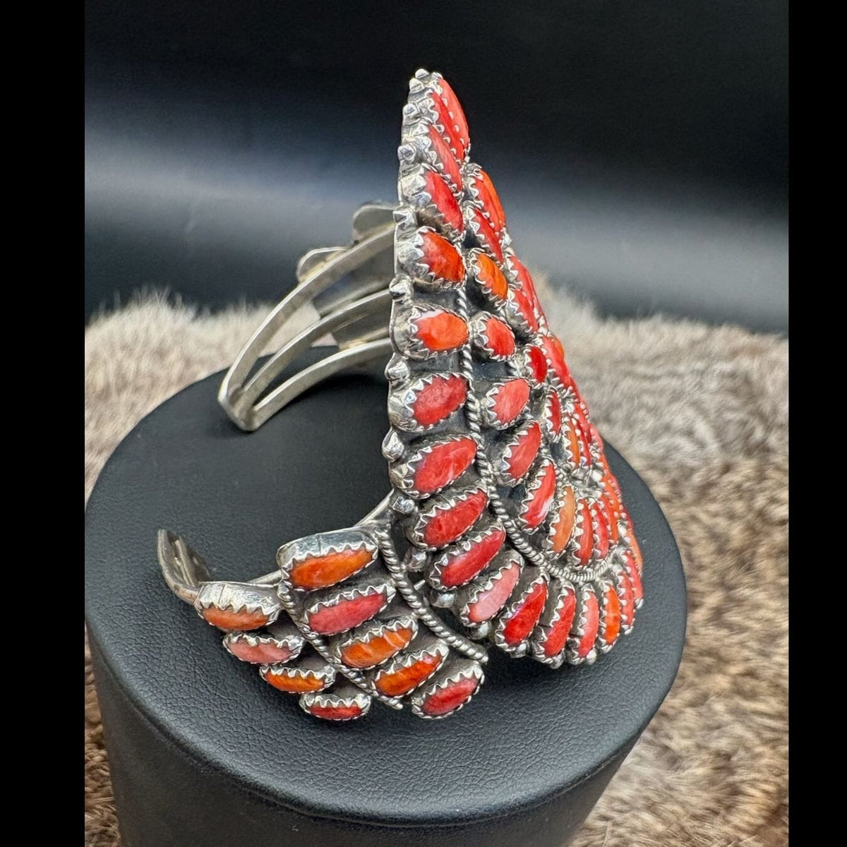 Red Spiny Oyster Needlepoint Cuff - CMH296
