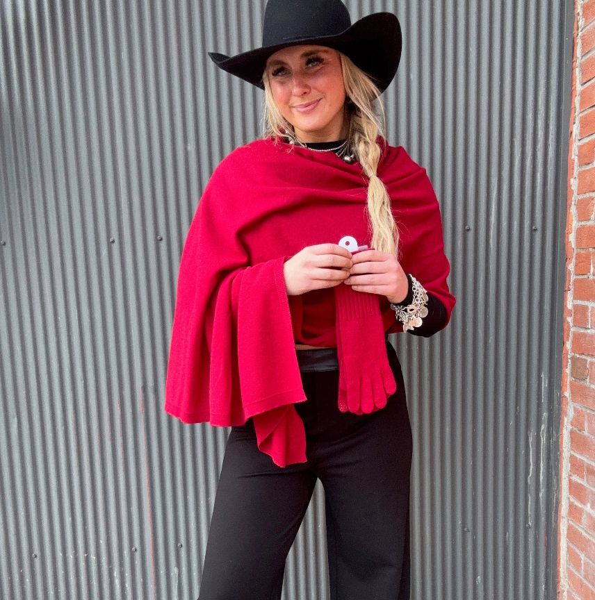 Red Velvet Luxe Cashmere Travel Wrap - LF7435-RV