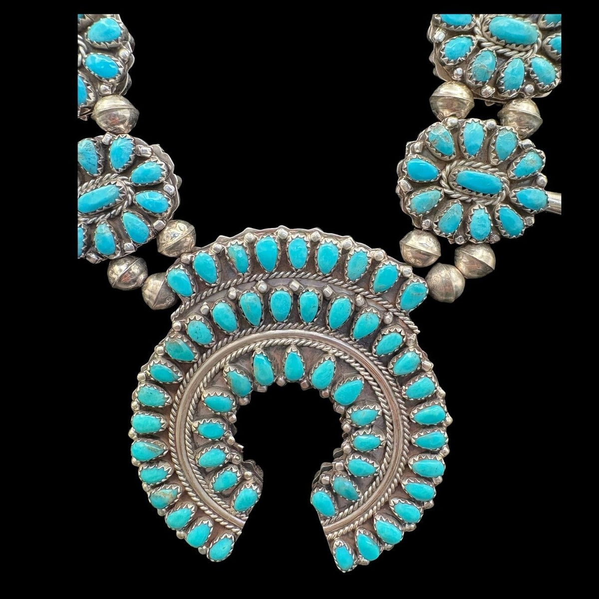 Reversible Red Coral and Turquoise Squash Blossom - SQMH57