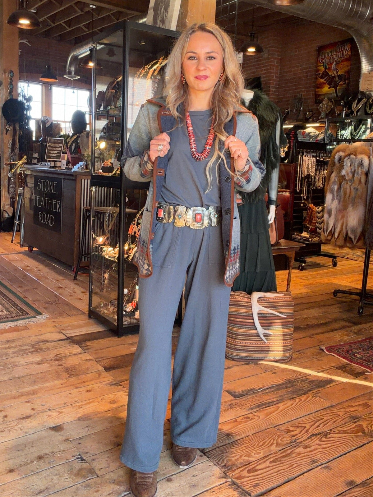 Reversible Wool Coat - Indigo - Pendleton - TE375