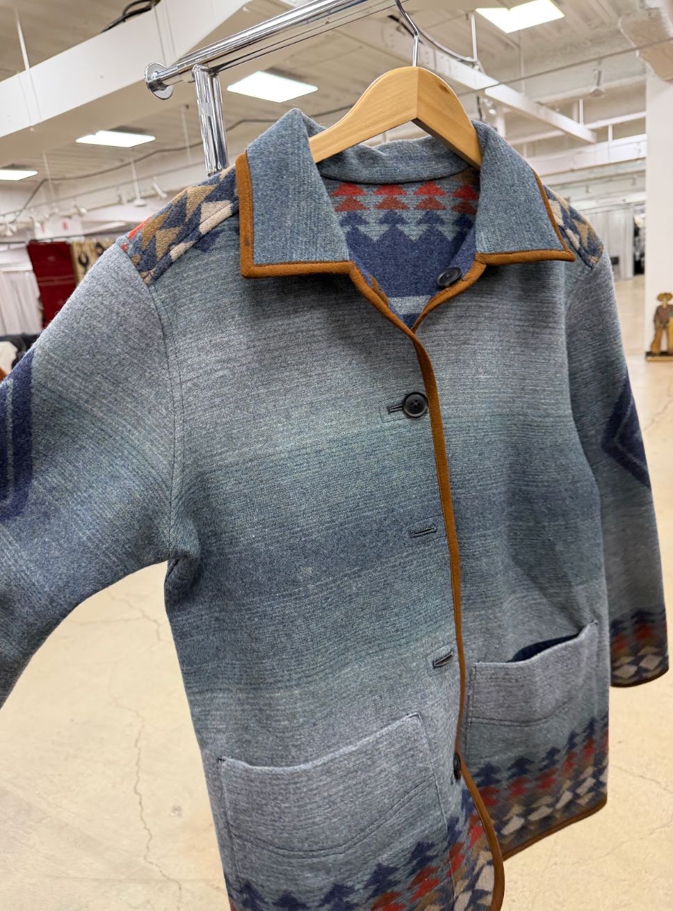 Reversible Wool Coat - Indigo - Pendleton - TE375