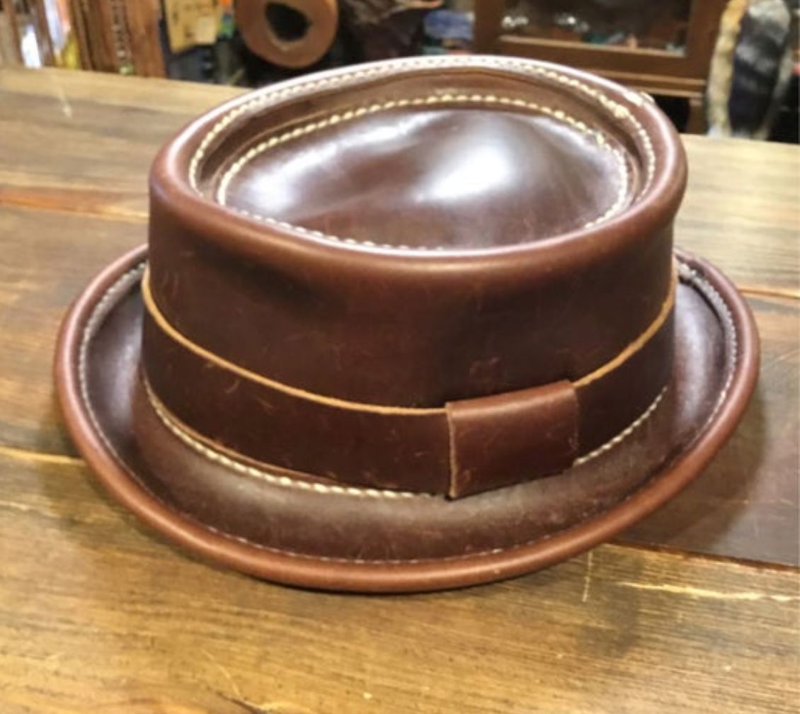 Rocky - Brown Hand Stitched Leather Hat - BGTH-RYBR