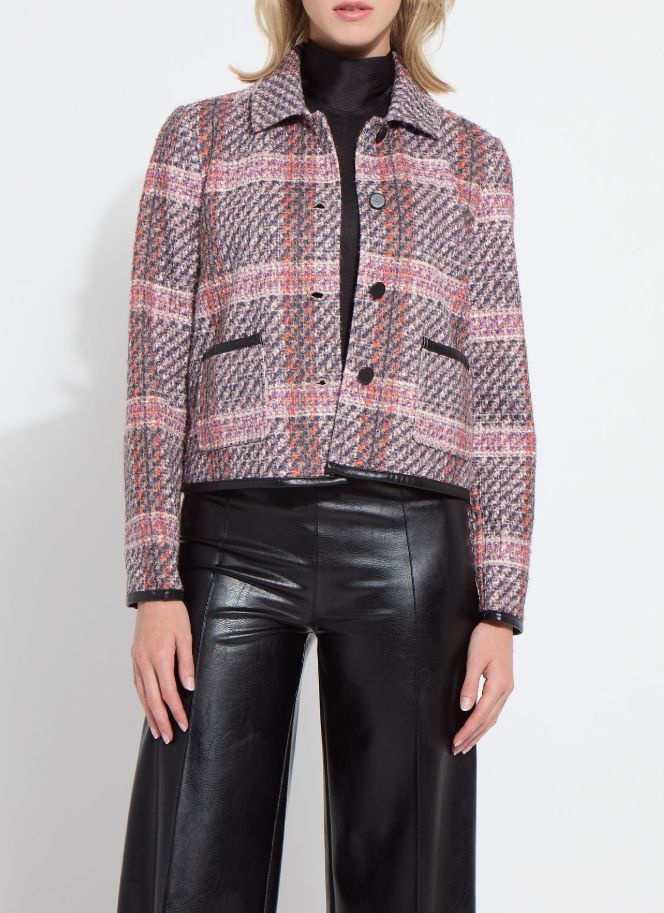 Rouge Plaid Cropped Tweed Jacket - 4058RP