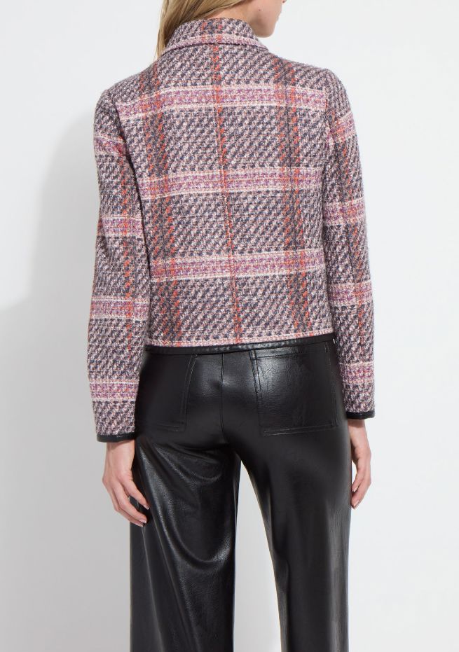 Rouge Plaid Cropped Tweed Jacket - 4058RP