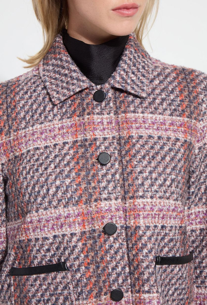 Rouge Plaid Cropped Tweed Jacket - 4058RP