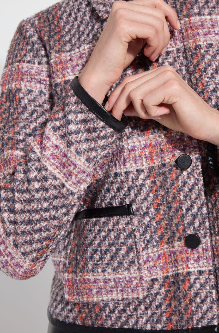 Rouge Plaid Cropped Tweed Jacket - 4058RP