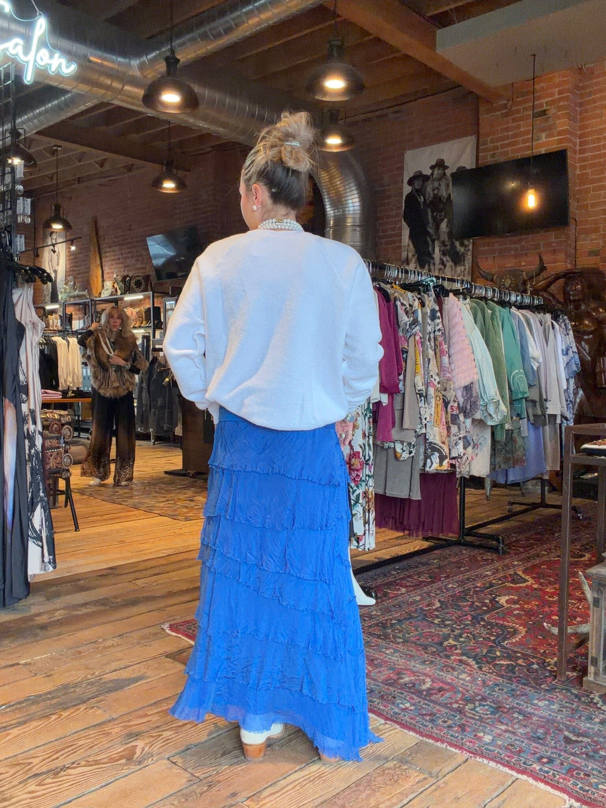 Royal Blue Silk Tiered Maxi Skirt - KGG1-RB