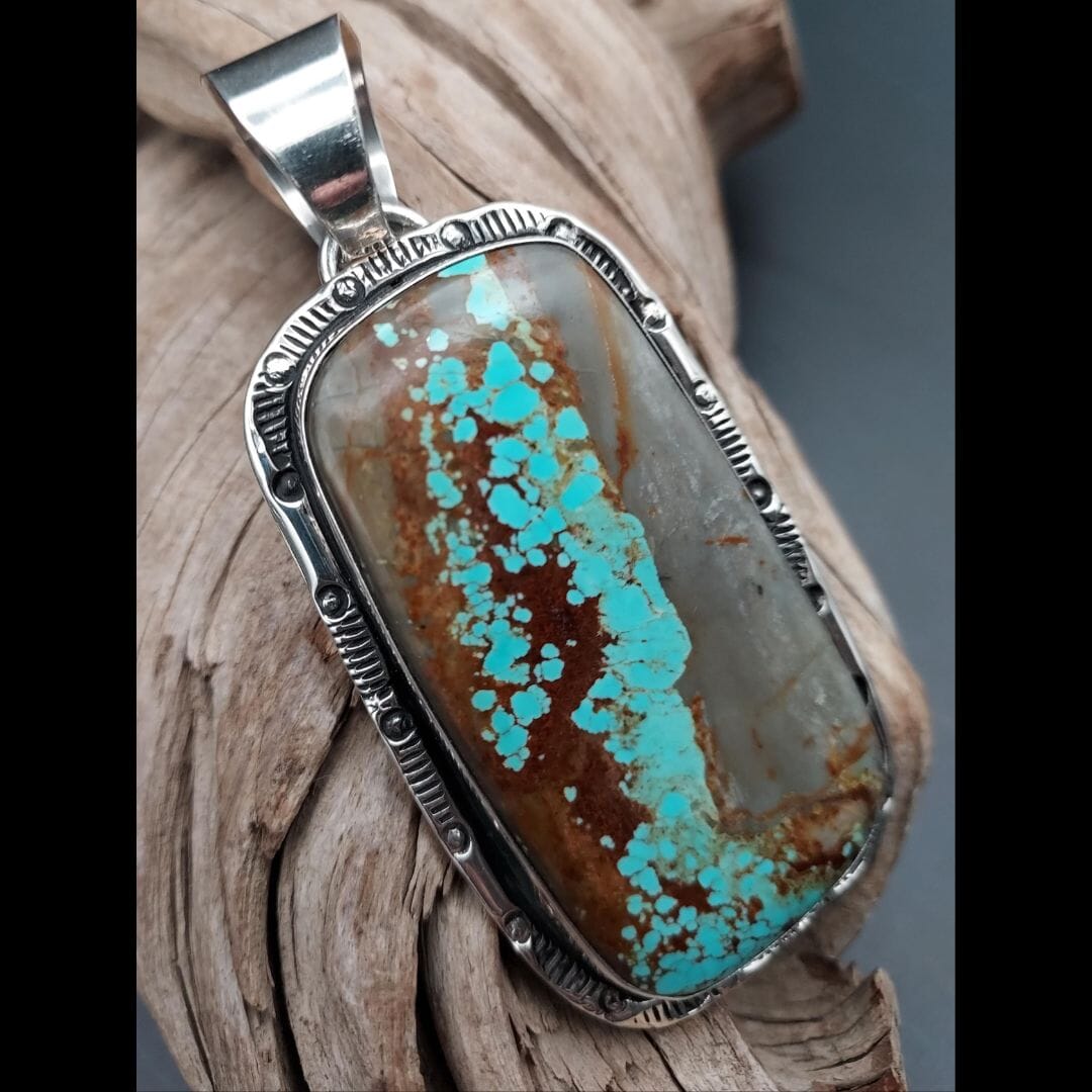 Royston Ribbon Boulder Turquoise &amp; Sterling Pendant - PCJW1
