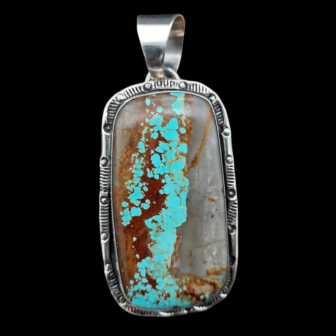 Royston Ribbon Boulder Turquoise &amp; Sterling Pendant - PCJW1