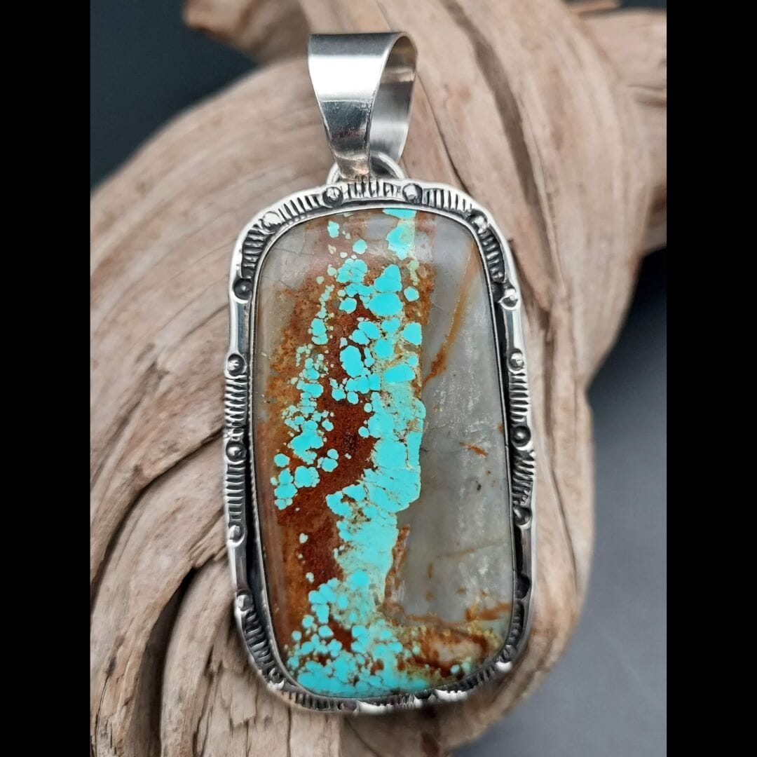 Royston Ribbon Boulder Turquoise &amp; Sterling Pendant - PCJW1
