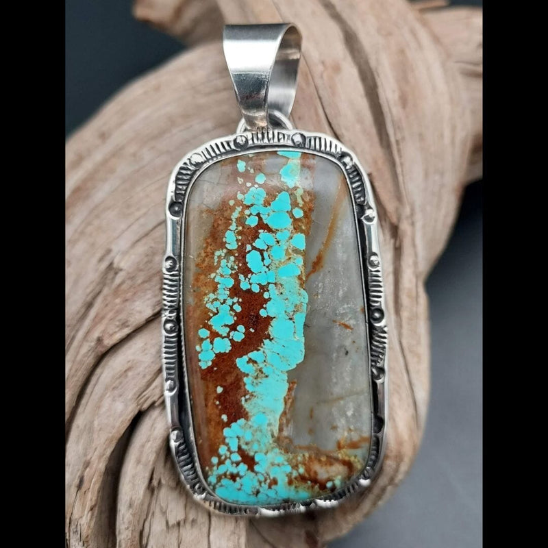 Royston Ribbon Boulder Turquoise &amp; Sterling Pendant - PCJW1