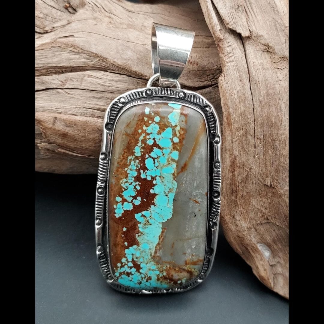 Royston Ribbon Boulder Turquoise &amp; Sterling Pendant - PCJW1