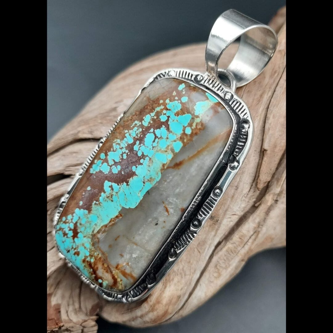 Royston Ribbon Boulder Turquoise &amp; Sterling Pendant - PCJW1