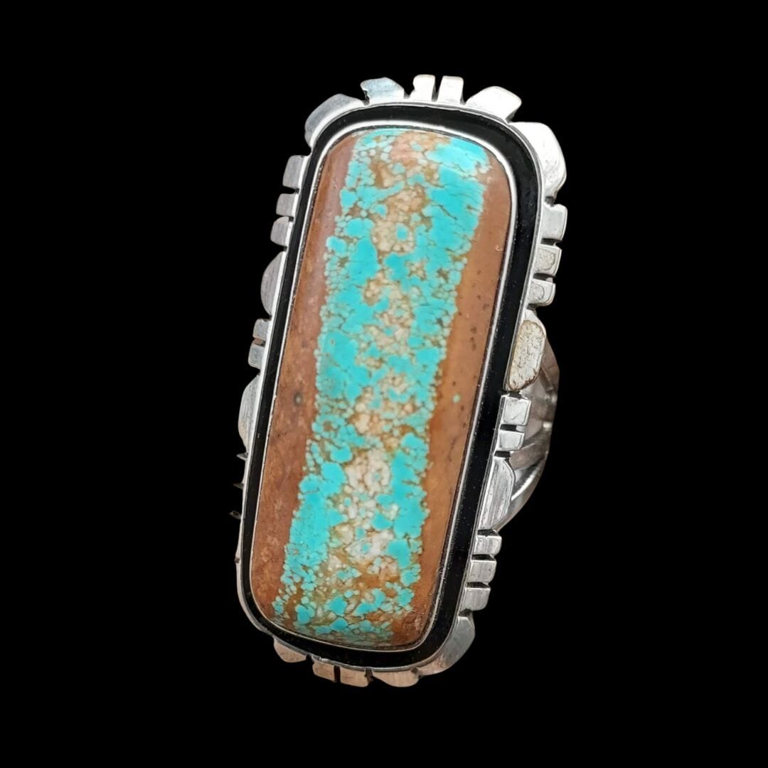 Royston Ribbon Boulder Turquoise Ring - Size 10 - RCJW13
