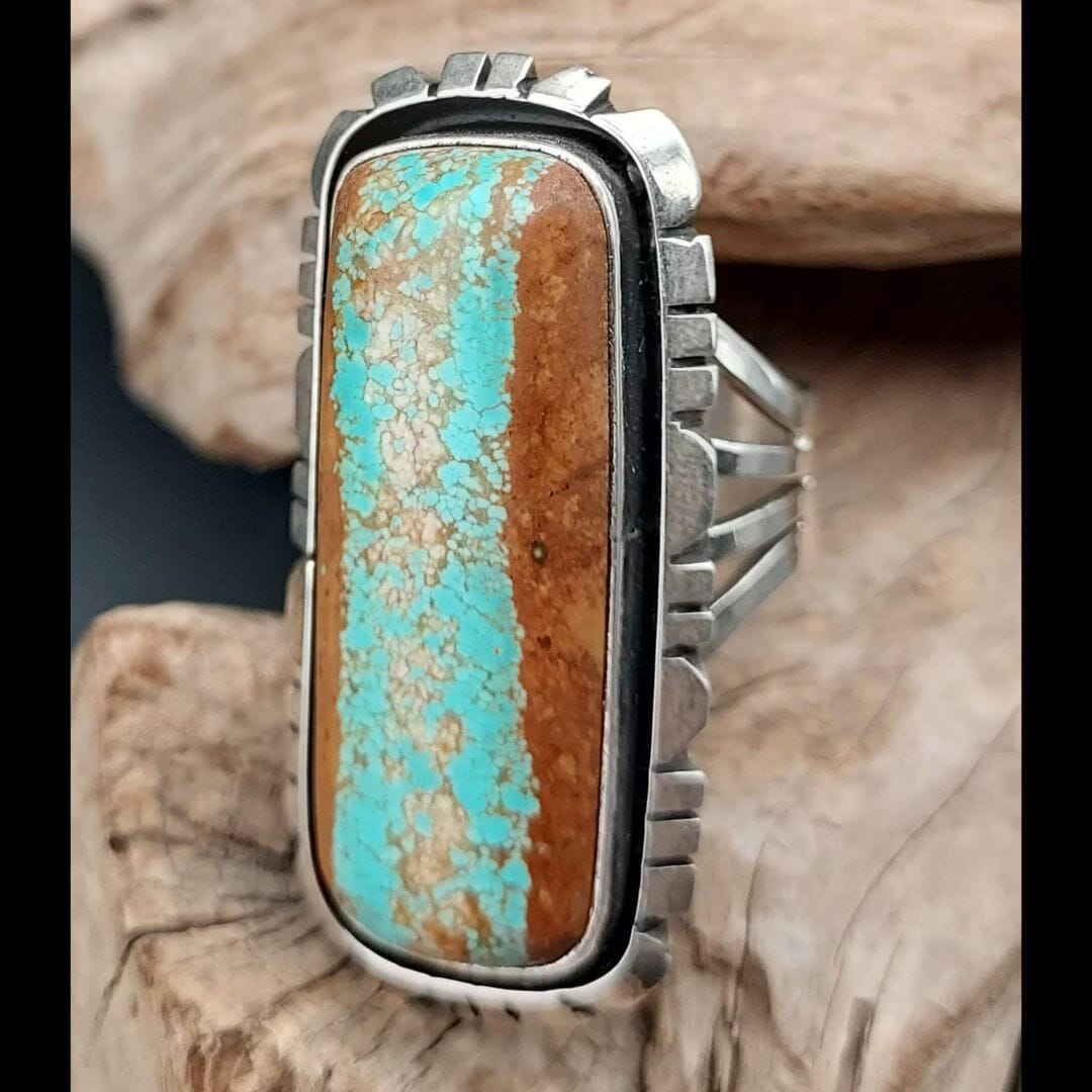 Royston Ribbon Boulder Turquoise Ring - Size 10 - RCJW13