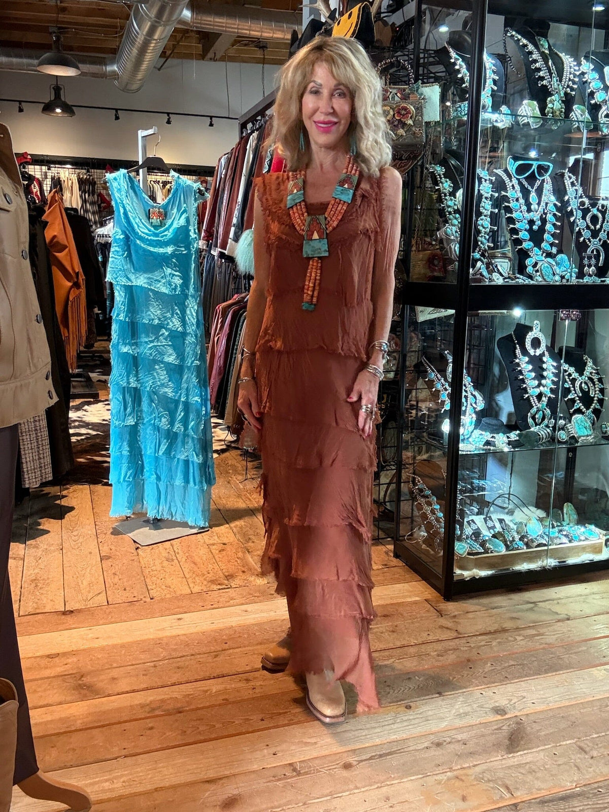Rust Silk Tiered Dress - DGG2-RT
