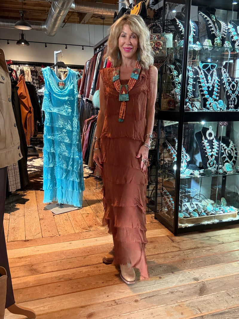Rust Silk Tiered Dress - DGG2-RT