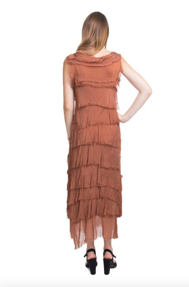Rust Silk Tiered Dress - DGG2-RT