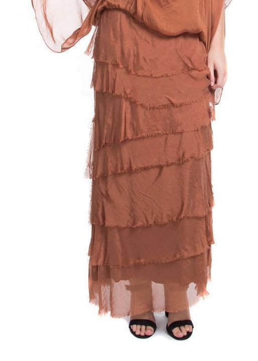Rust Silk Tiered Skirt - KGG1-RU