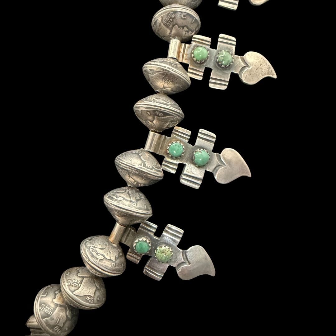 Sampsom Grey Coin Necklace W/Hearts - NVO18