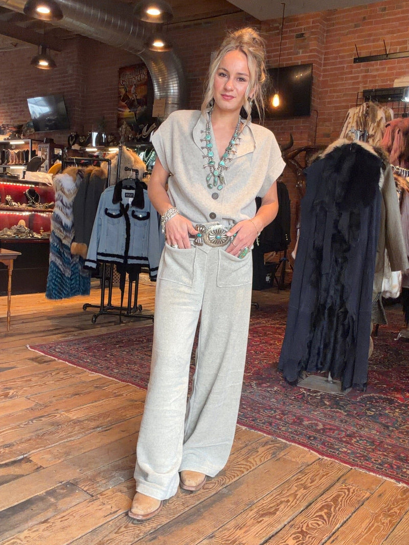 Sand Pocket Fleece Flare Trouser - 2125S