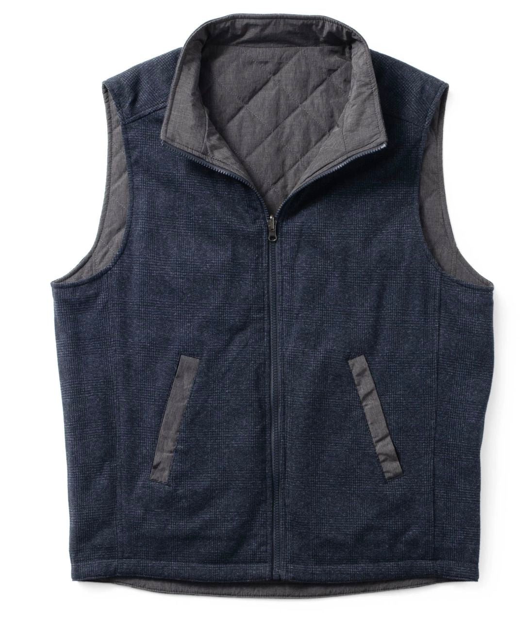 Sautee Reversible Vest - Navy Plaid/Steel - 497NVS