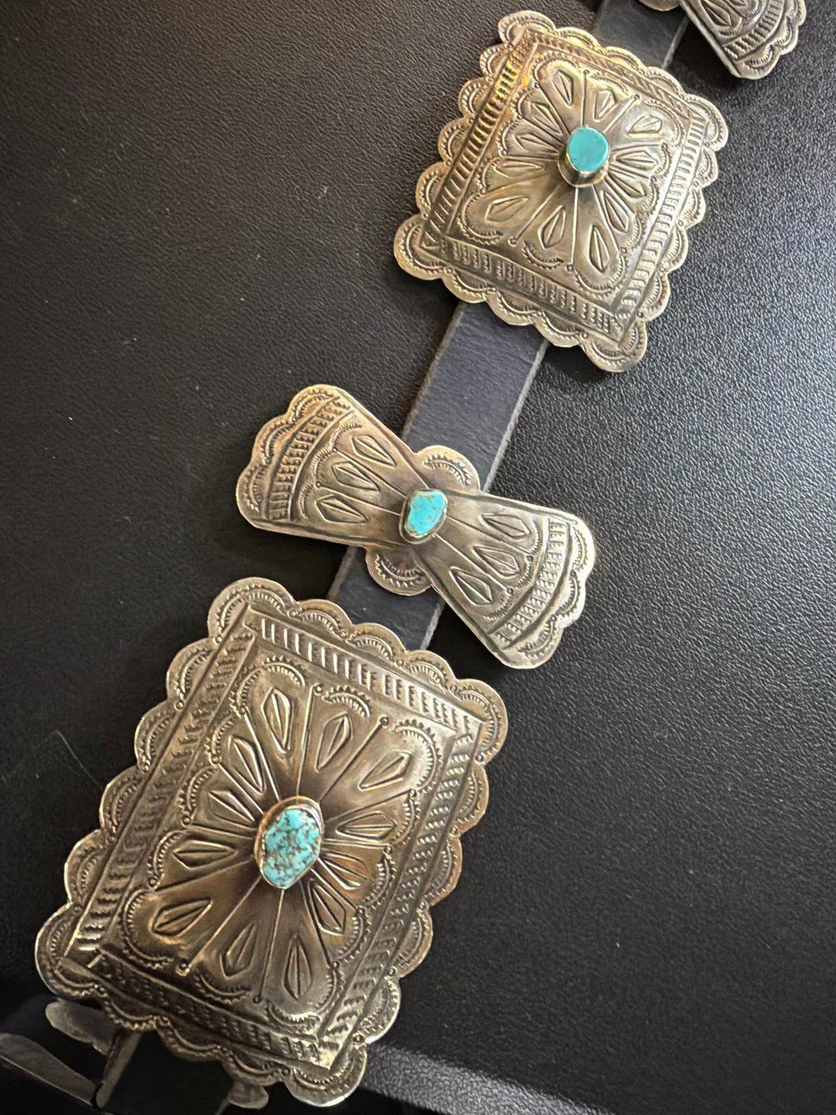 Scalloped Rectangle Concho/Turquoise Belt - BBAR136