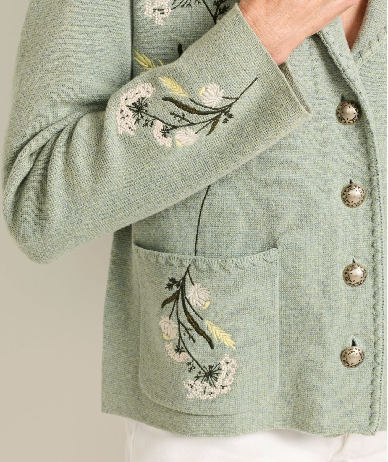 トップス ROTAR Auspicious Souvenir Cardigan XL Seafoam Floral Souvenir Cardigan - Pendleton - TC0164 – STONE