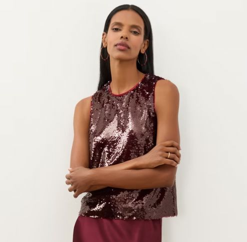 Sequin Crew Neck Tank - 23926