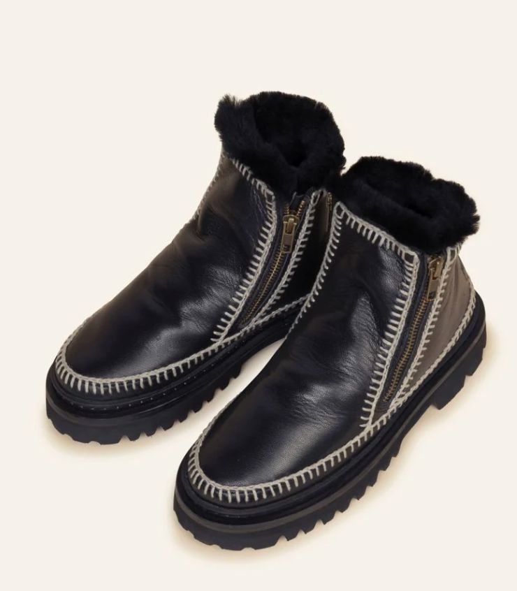 Setsu 3.0 Black Leather/Crochet Trim Ankle Boot - SETCBG