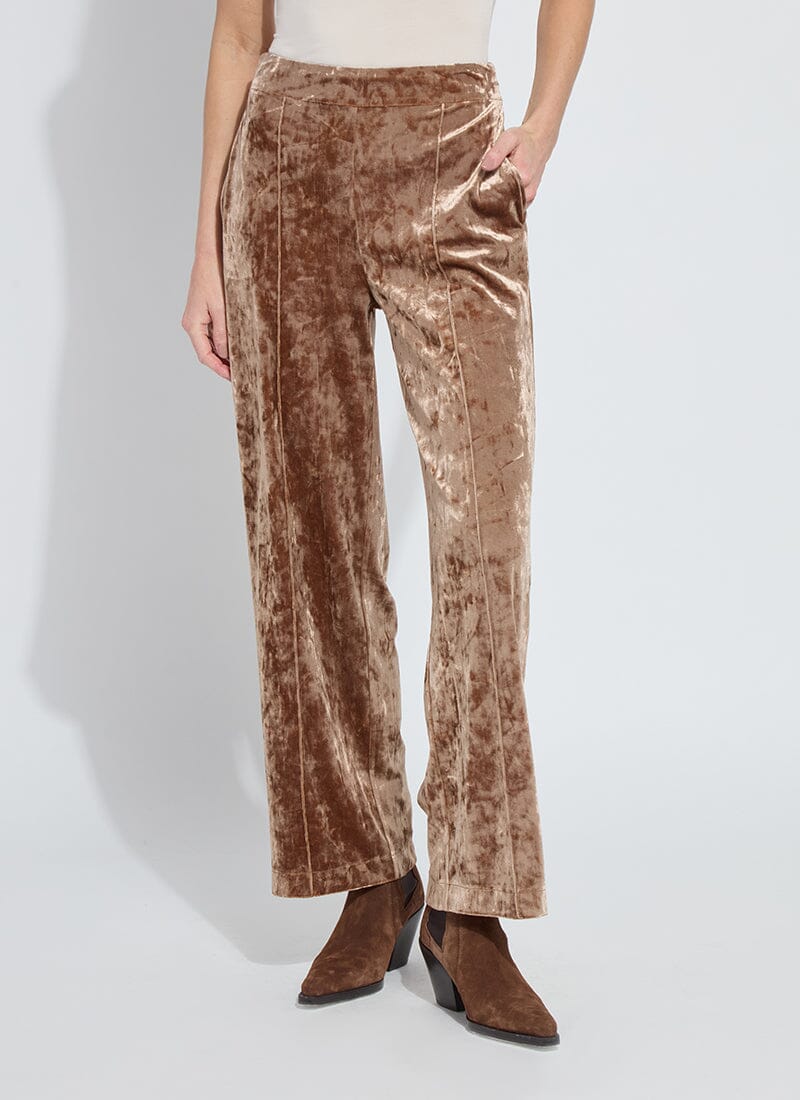 Shay Crushed Velvet Pant - Camel - LY3259