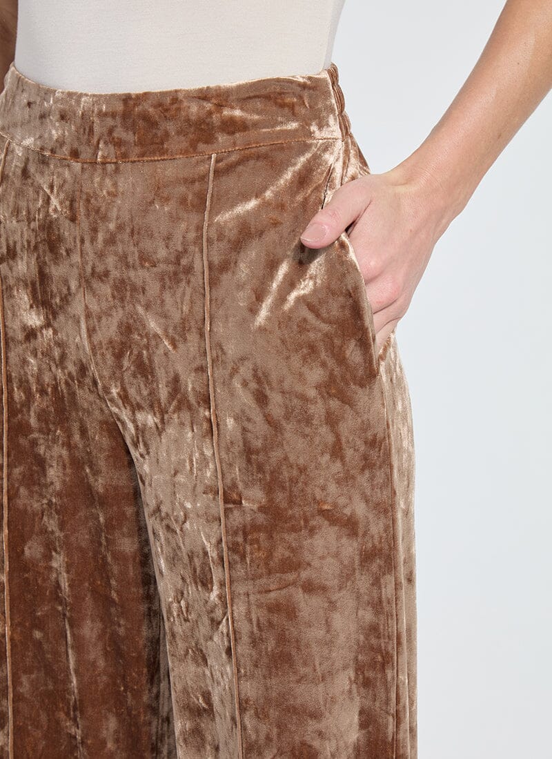 Shay Crushed Velvet Pant - Camel - LY3259