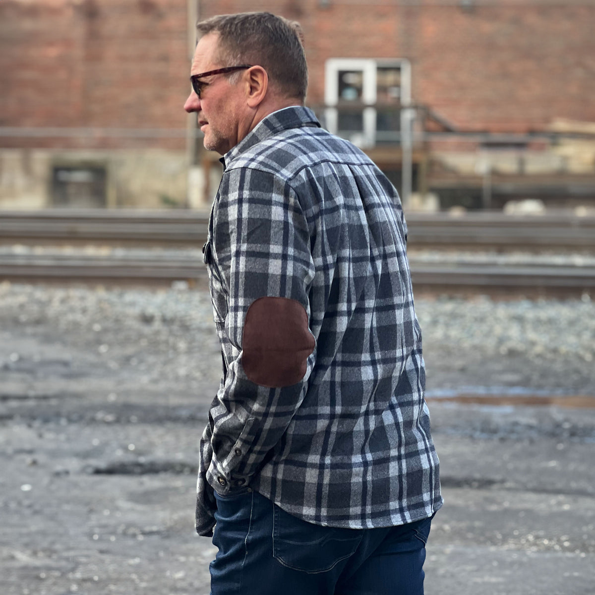 Mens Heavyweight Flannel Charcoal Wool Blend - Scully - 5353C